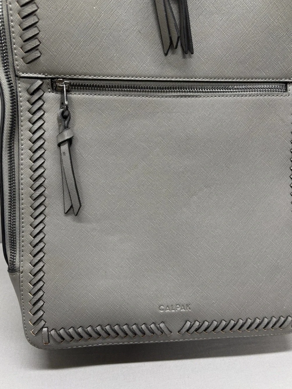 CALPAK Kaya Faux Leather Laptop Backpack Cool Grey